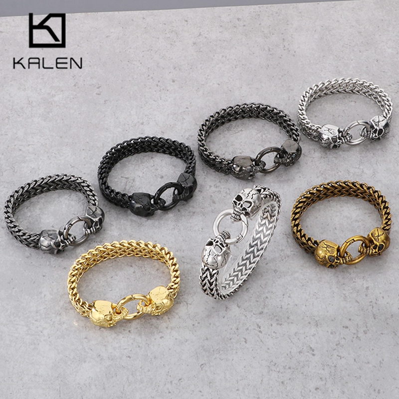 Men Accessories Bd - KALEN Punk Stainless Steel Skull Charm