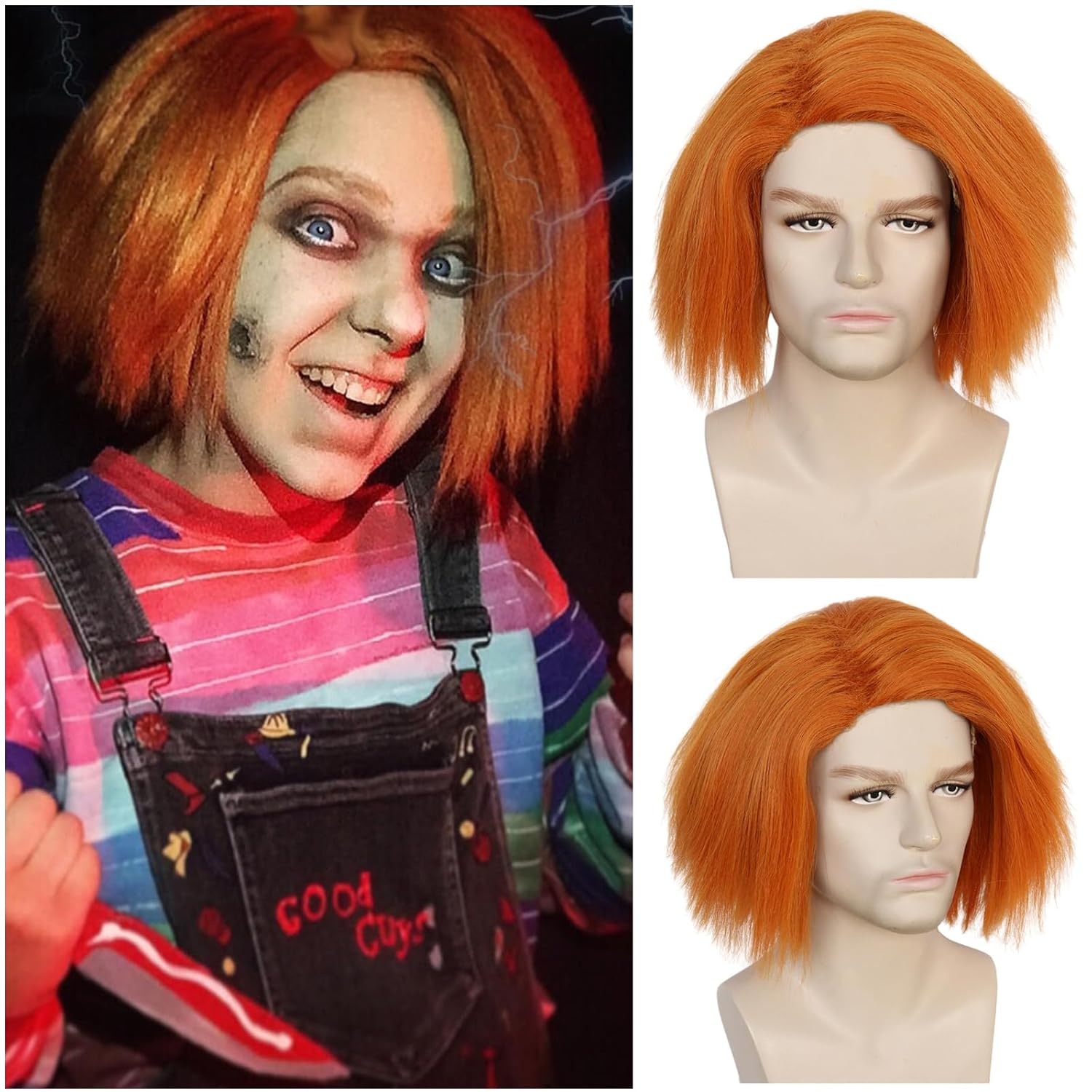 Men Accessories Bd - Anime Chucky Wig Mens Orange Cosplay