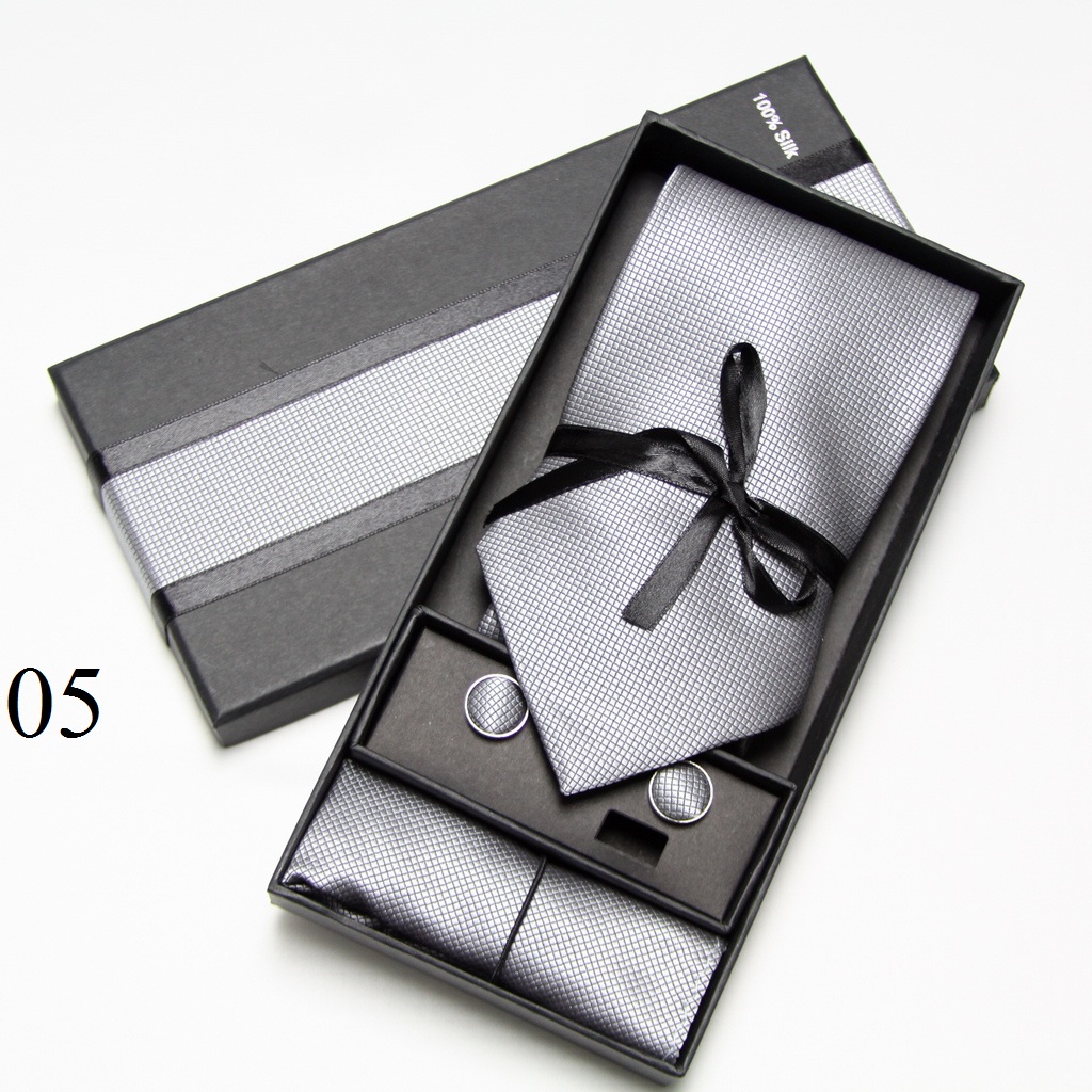 Solid Neck Tie Set Box Cufflin - Men Accessories Combo Set ulasan dan harga
