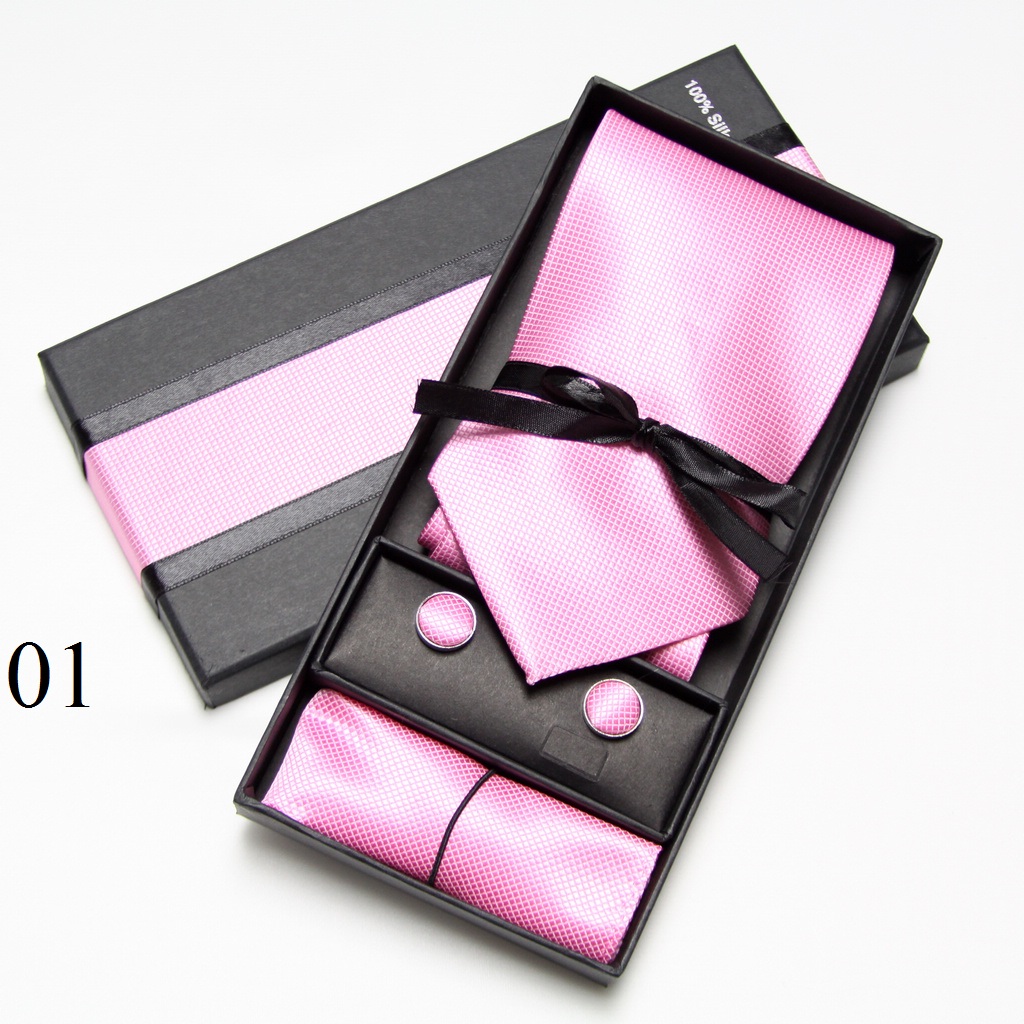 Solid Neck Tie Set Box Cufflin - Men Accessories Combo Set ulasan dan harga