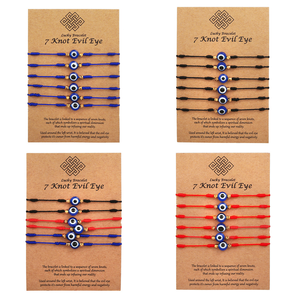 6Pcs Blue Evil Eye Bracelets S - Men Accessories Evil Eye ulasan dan harga