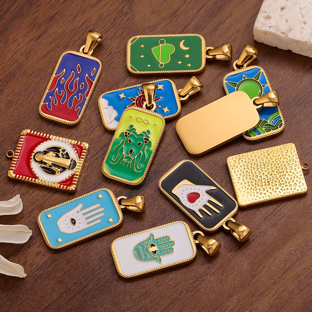 5pcs Stainless Steel Enamel Ta - Men Accessories Evil Eye ulasan dan harga