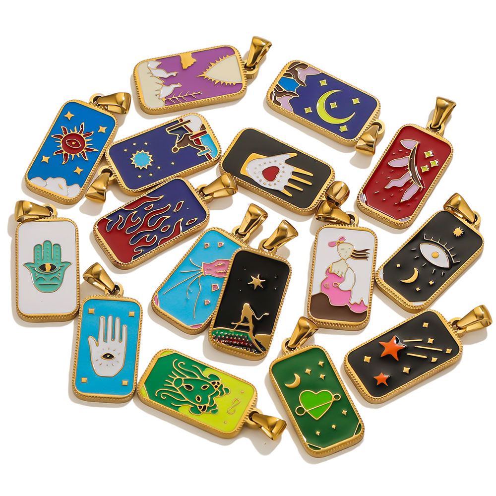 5pcs Stainless Steel Enamel Ta - Men Accessories Evil Eye ulasan dan harga