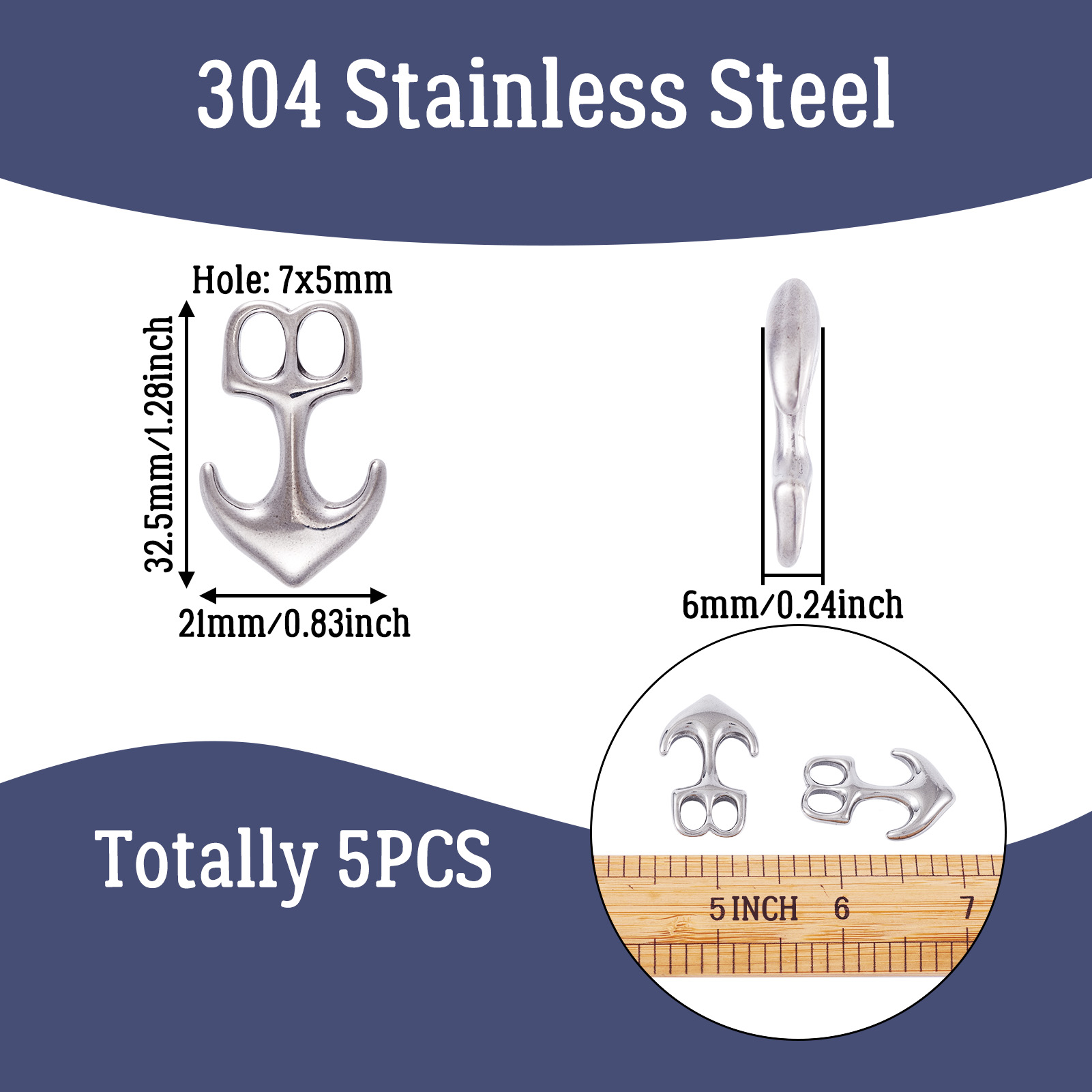 5pcs Anchor Hook Clasps 304 St - Men Accessories Wrist ulasan dan harga