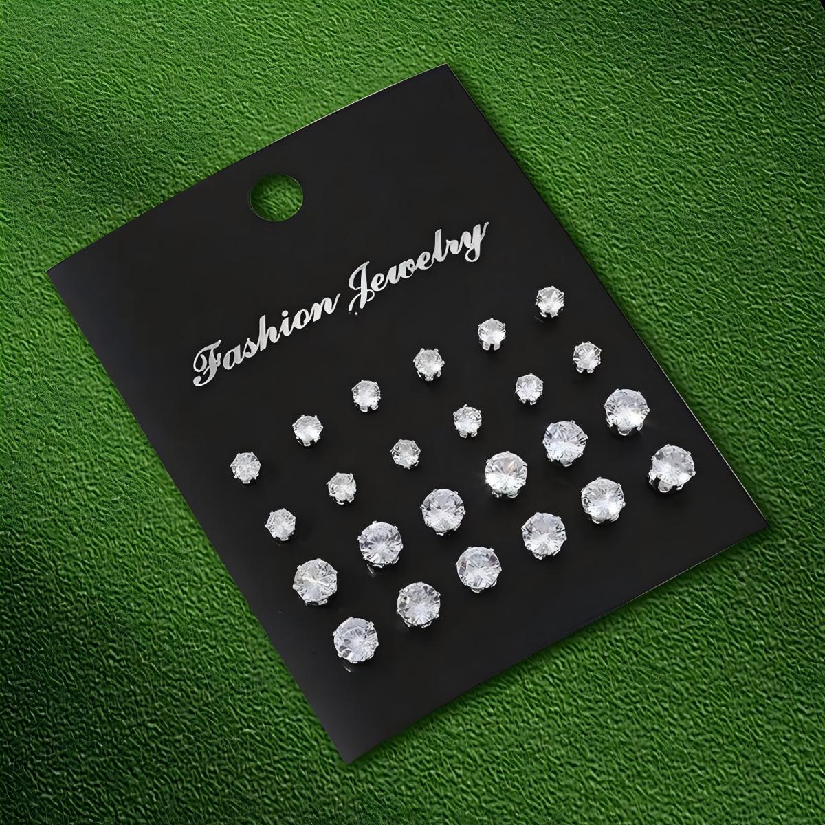 12 Pairs Cubic Zirconia Simula - Men Accessories Combo Set ulasan dan harga