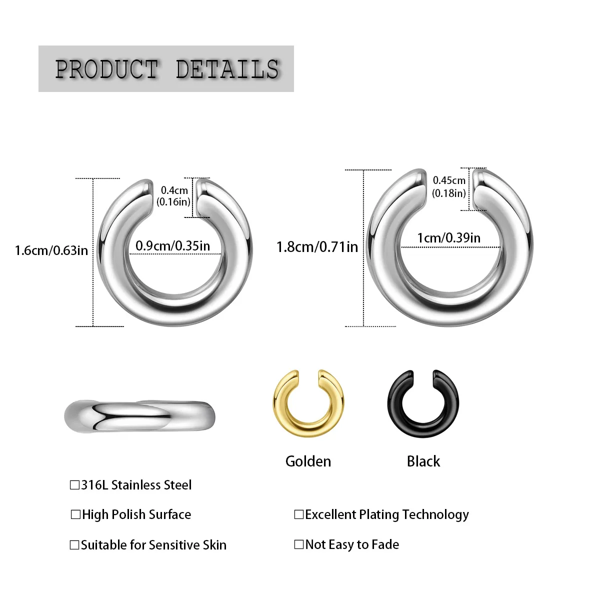 1pc Exaggerated C-Shaped Non-P - Men'S Accessories Rings ulasan dan harga