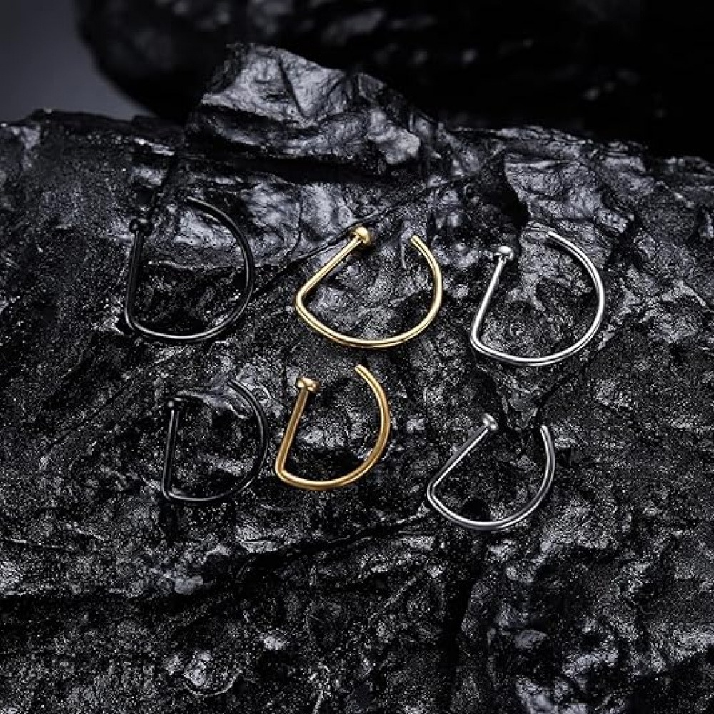 4 Pack Non Piercing D-Shaped N - Men'S Minimalist Accessories ulasan dan harga