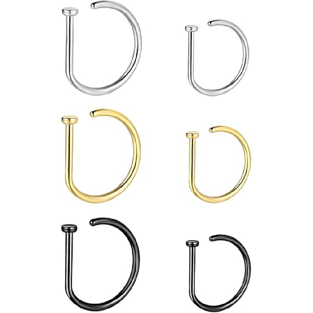 4 Pack Non Piercing D-Shaped N - Men'S Minimalist Accessories ulasan dan harga