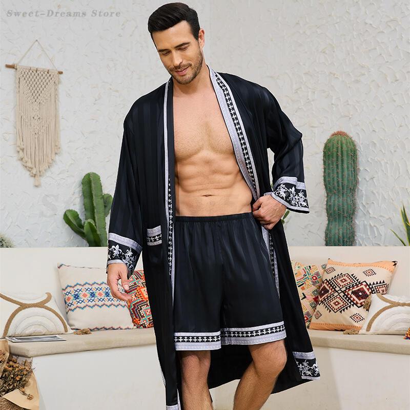 Men's Long Robe Pajamas Set Ba - Men'S Kimono Accessories ulasan dan harga