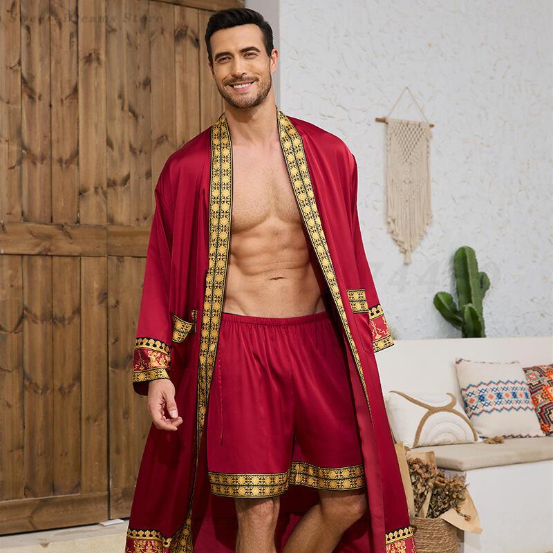 Men's Long Robe Pajamas Set Ba - Men'S Kimono Accessories ulasan dan harga